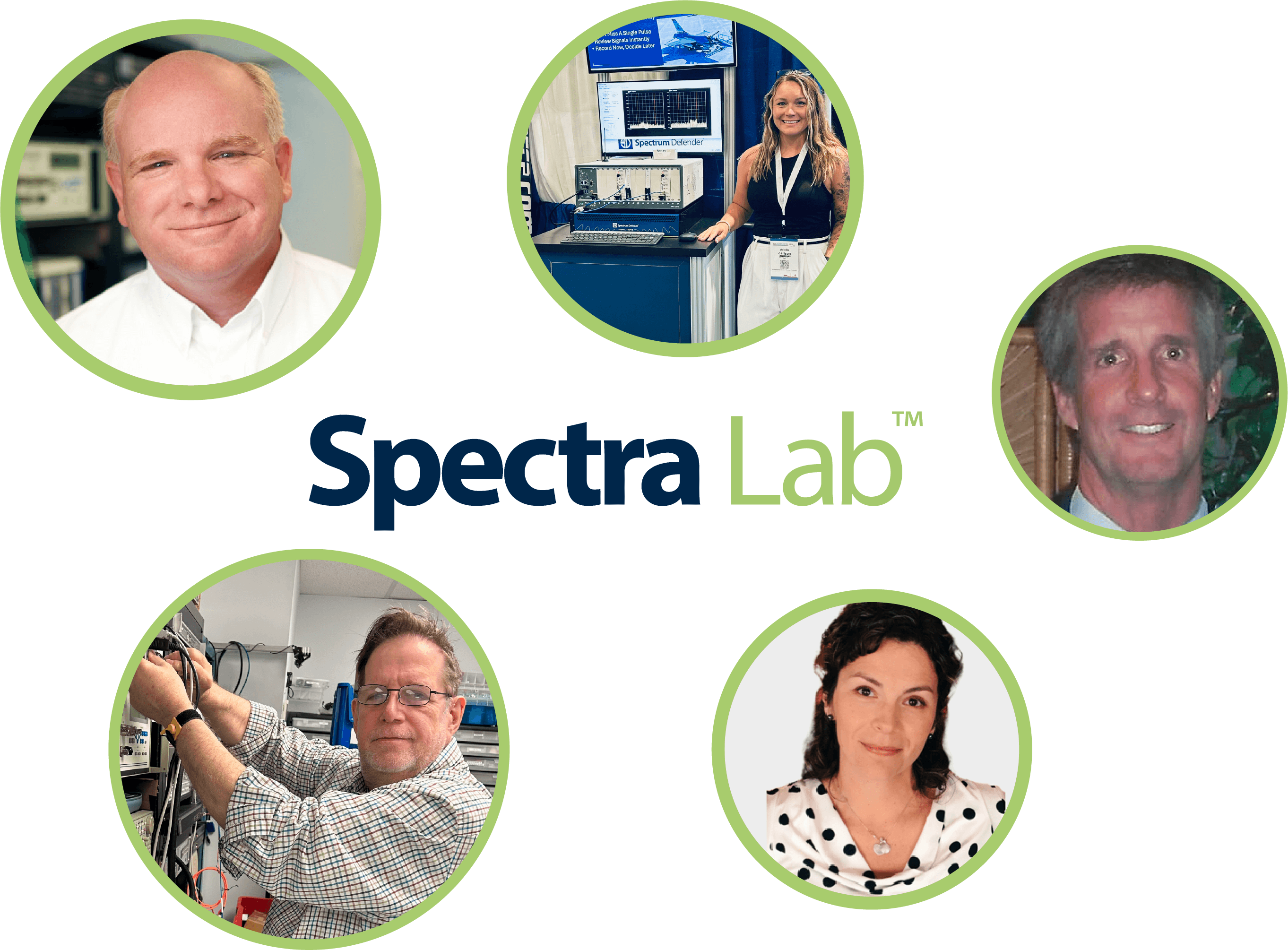 Spectra Lab Team Members around the Spectra Lab Logo
